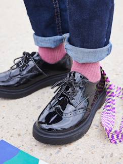 Calzado-Zapatos derbies infantiles de charol con suela con muescas