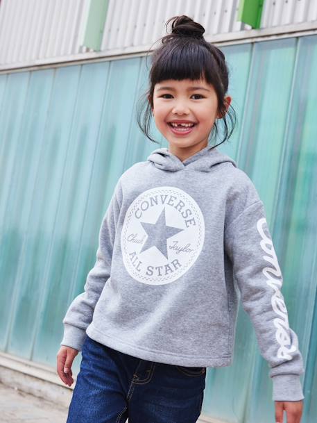 Sudadera con capucha Chuck Patch Cropped Hoodie CONVERSE gris+rosa 