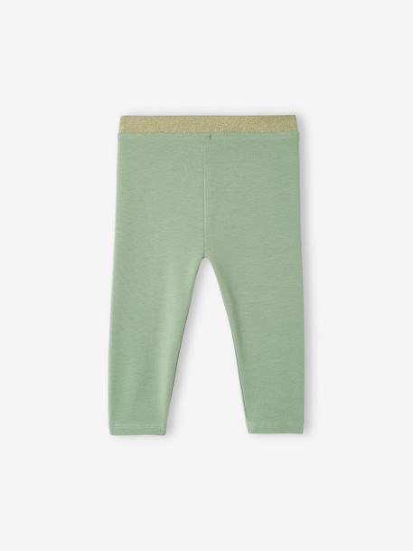 Leggings con cintura brillante para bebé niña verde grisáceo - Vertbaudet