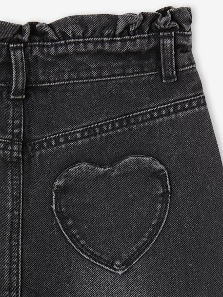 Vaqueros «Mom fit» con bolsillos con forma de corazón detrás para niña denim gris+stone 