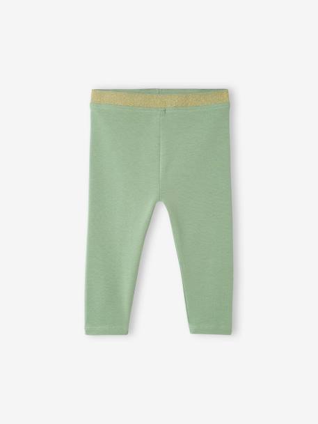 Leggings con cintura brillante para bebé niña albaricoque+AZUL OSCURO LISO+verde grisáceo 
