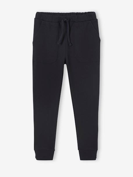 Pantalón jogging deportivo con bajo con cremallera y bolsillos de carpintero para niño liquen+negro 