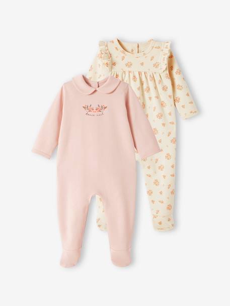 Pijamas y bodies bebé-Bebé-Pijamas-Pack de 2 peleles de interlock para bebé «Dulces sueños»