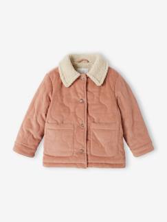 Niña-Abrigos y chaquetas-Chaqueta acolchada de pana con forro de sherpa para niña