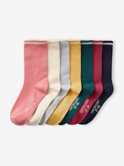 Pack de 7 pares de calcetines medianos de lúrex, para niña