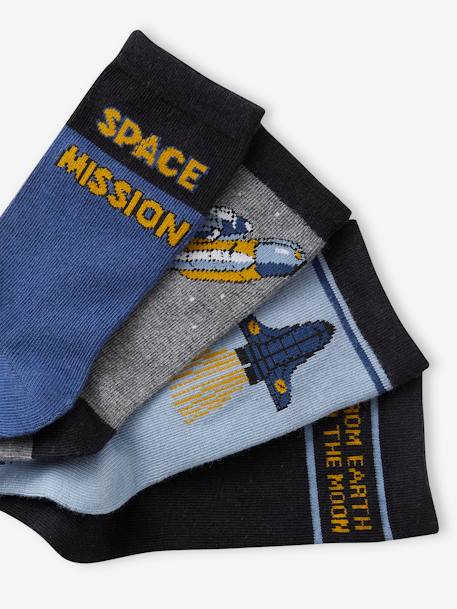 Pack de 4 pares de calcetines «espacio» para niño azul 