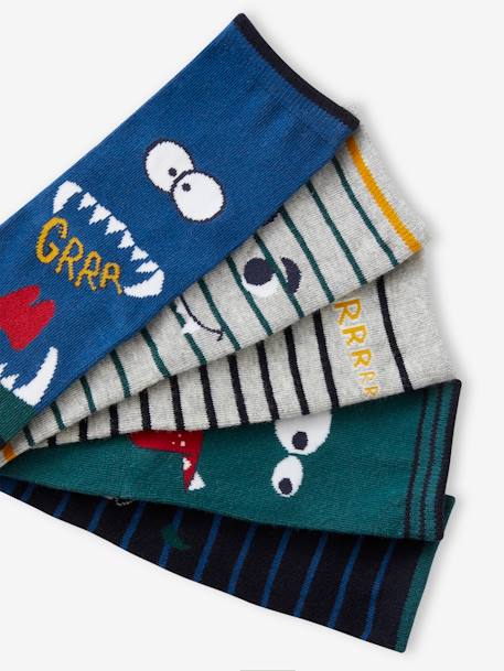 Pack de 5 pares de calcetines «monstruos» para niño azul 