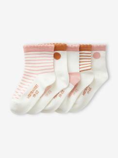 -Pack de 5 pares de calcetines con lunares/a rayas para bebé niña