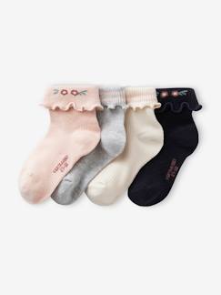 Niña-Ropa interior-Pack de 4 pares de calcetines fantasía para niña