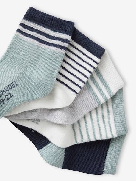 Pack de 5 pares de calcetines a rayas para bebé niño azul grisáceo 