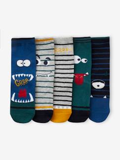 Ecorresponsables-Niño-Ropa interior-Pack de 5 pares de calcetines «monstruos» para niño