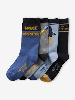 Niño-Ropa interior-Pack de 4 pares de calcetines «espacio» para niño