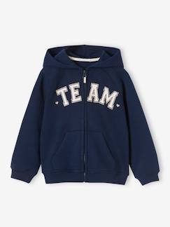 Niña-Jerséis, chaquetas de punto, sudaderas-Sudaderas-Sudadera deportiva con cremallera y capucha con motivo «Team» para niña
