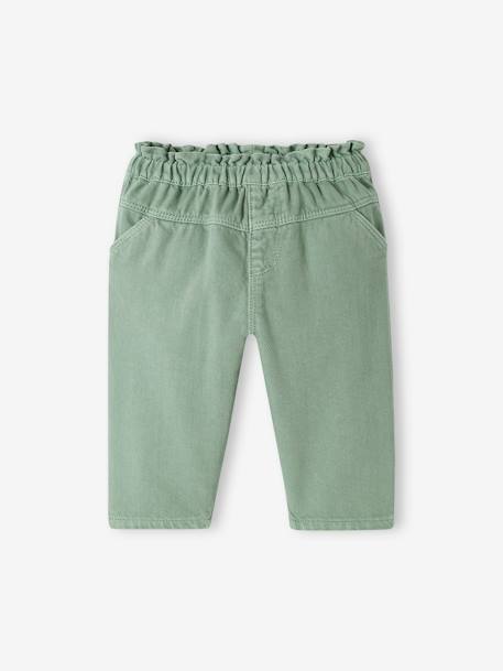Pantalón de twill con cintura elástica para bebé verde 