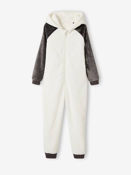 Pijama de oso panda para niña gris 