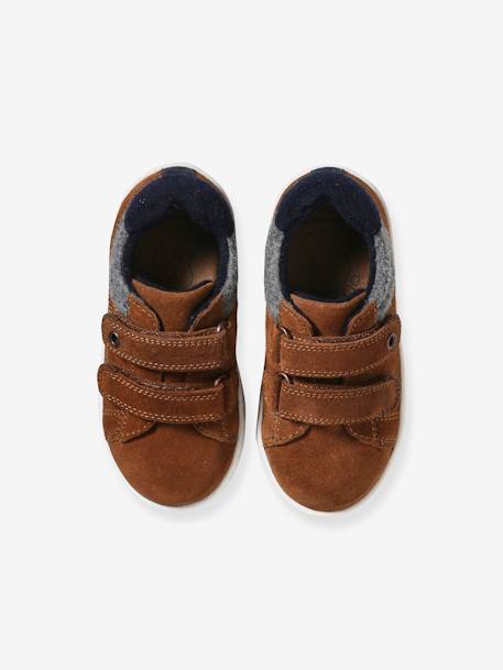 Zapatillas deportivas infantiles de piel con cierre autoadherente - Colección de maternidad marrón 
