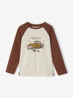 camisetas-Niño-Camisetas y polos-Camiseta de punto nido de abeja con manga larga raglán «coche» para niño