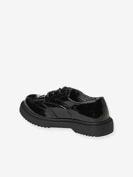 Zapatos derbies infantiles de charol con suela con muescas negro 