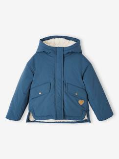 Niña-Abrigos y chaquetas-Abrigos y parkas-Parka corta con capucha y forro de sherpa para niña