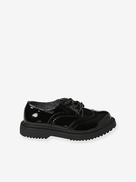 Zapatos derbies infantiles de charol con suela con muescas negro 
