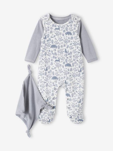 Bebé-Conjuntos-Conjunto de 3 prendas para recién nacido: pelele + body + doudou de algodón orgánico