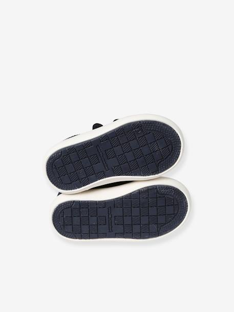 Zapatillas deportivas de tela con cierre autoadherente para bebé cuadros azul+cuadros gris 