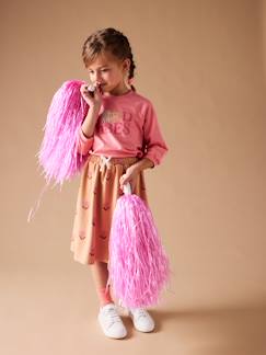 Niña-Falda de felpa de largo medio con motivos de flores para niña
