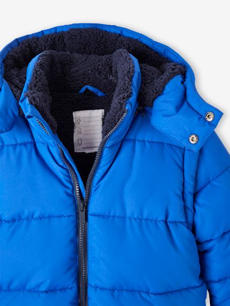 Chaqueta acolchada con capucha, mangas desmontables y forro polar para niño azul intenso 