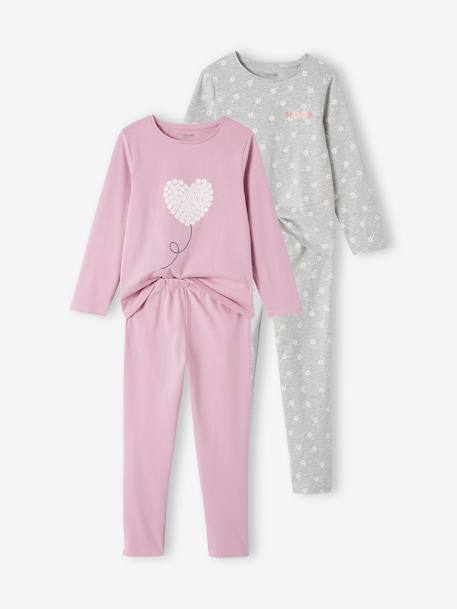 Pack de 2 pijamas «margaritas» para niña lila 