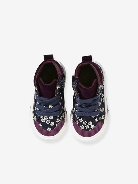 Zapatillas deportivas de caña alta con cordones y cremallera para bebé violeta estampado 