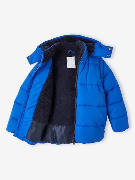 Chaqueta acolchada con capucha, mangas desmontables y forro polar para niño azul intenso 