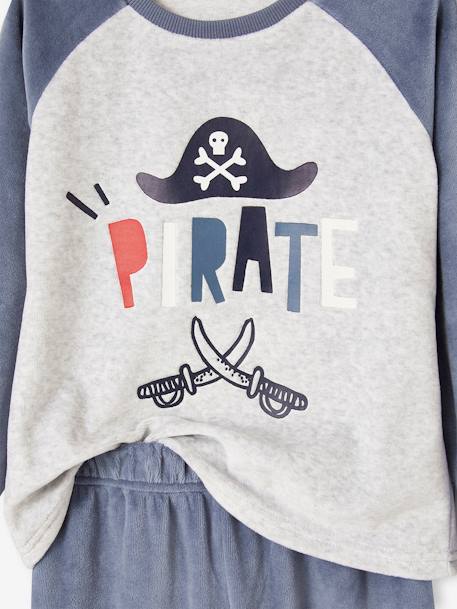 Pack de 2 pijamas de terciopelo «piratas» para niño azul grisáceo 