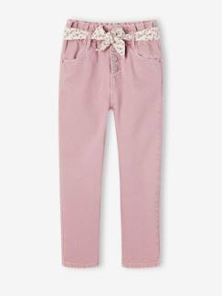 Niña-Pantalones-Pantalón «paperbag» y cinturón pañuelo con estampado de flores para niña