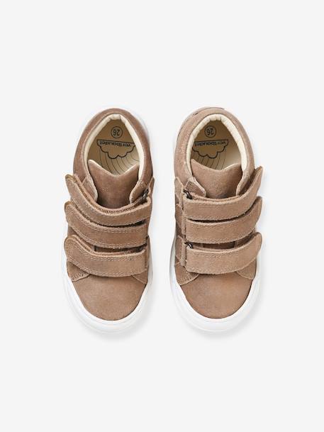 Zapatillas deportivas de piel de caña media con cierre autoadherente para niña - Colección de maternidad beige dorado 