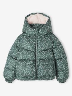 Niña-Abrigos y chaquetas-Cazadoras y chaquetas acolchadas-Chaqueta acolchada con estampado y capucha con forro polar para niña