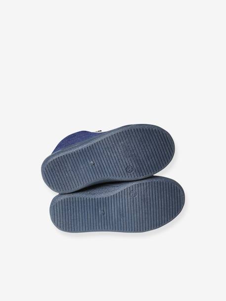 Zapatillas de tejido aterciopelado con cremallera para bebé azul 