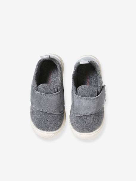 Zapatillas de fieltro con cierre autoadherente para bebé gris jaspeado 