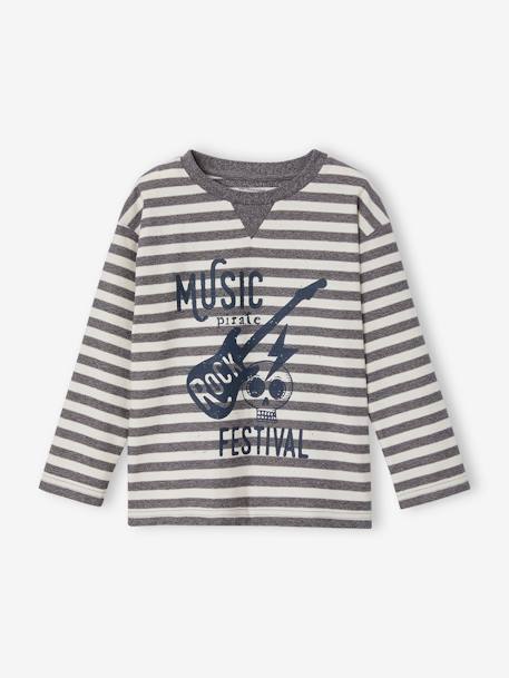 Camiseta a rayas con motivo 'rock rebel' para niño rayas gris 