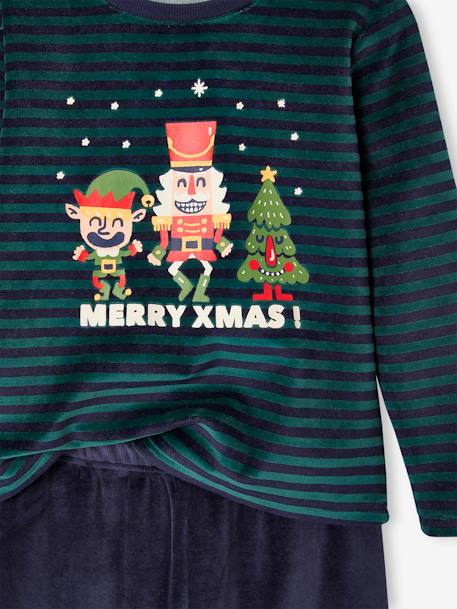 Pijama largo de terciopelo para niño - «Navidad» verde 