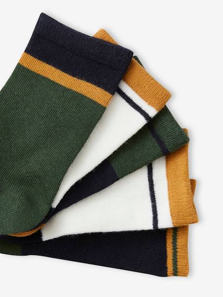Pack de 5 pares de calcetines «colorblock» para niño burdeos+verde 