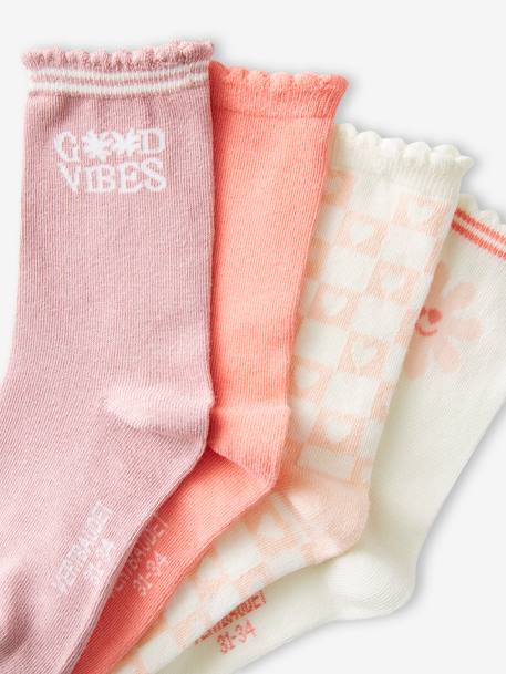 Pack de 4 pares de calcetines de estilo vintage para niña - rosa