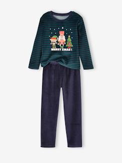 Pijamas y bodies bebé-Niño-Pijamas -Pijama largo de terciopelo para niño - «Navidad»