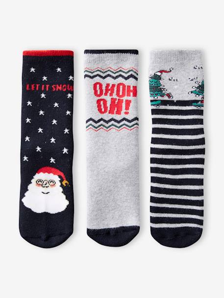 Pack de 3 pares de calcetines de Navidad para niño azul marino 