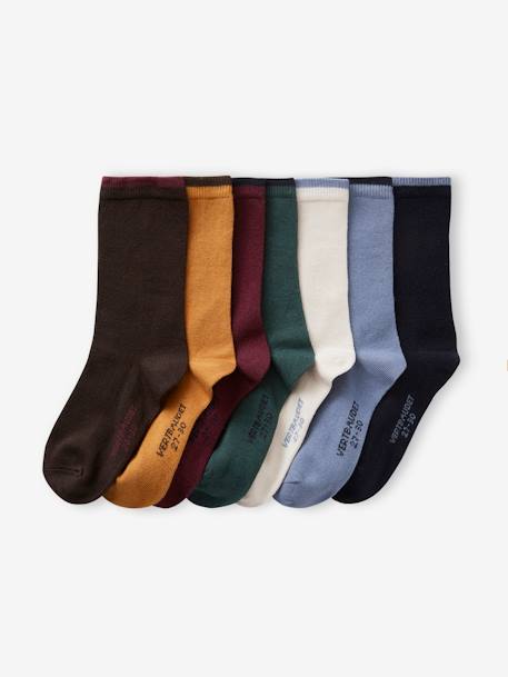 Pack de 7 pares de calcetines, para niño chocolate+verde 