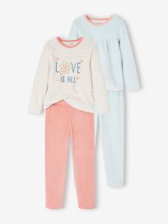 Niña-Pack de 2 pijamas con flores para niña