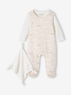 -Conjunto de 3 prendas para recién nacido: pelele + body + doudou de algodón orgánico