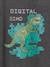 Camiseta con dinosaurio digital efecto píxel en relieve para niño gris jaspeado 