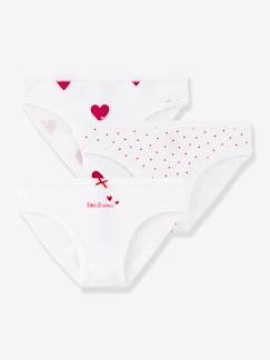 Pijamas y bodies bebé-Lote de 3 braguitas Corazón de algodón para niña - PETIT BATEAU