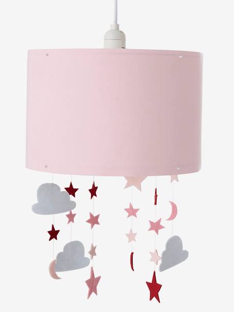 Pantalla de lámpara de techo Estrellas y Nubes Rosa medio liso con adorno 