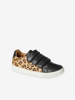 Calzado-Calzado niña (23-38)-Zapatillas-Zapatillas deportivas de piel con tira autoadherente y estampado de leopardo - Junior